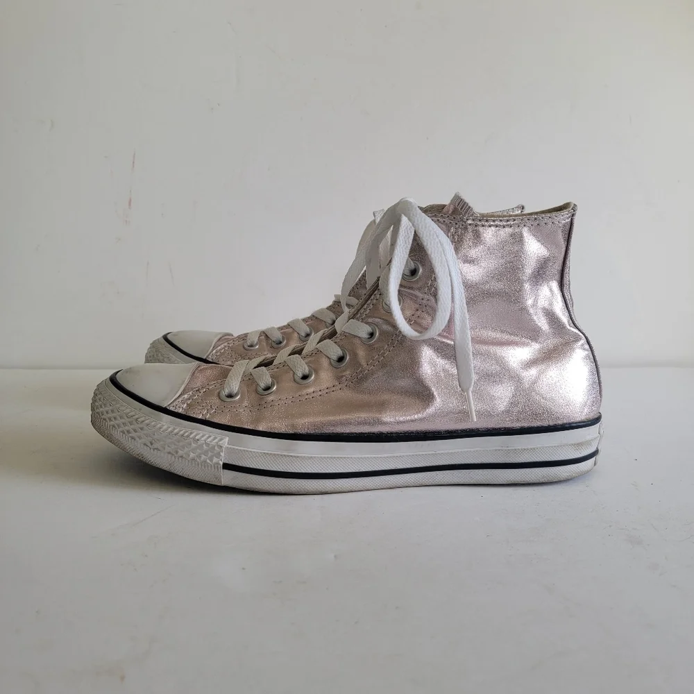 Converse Pink Rose Quartz Metallic Hi Tops Size 9 40 Streetwear Sneakers - Picture 9 of 16